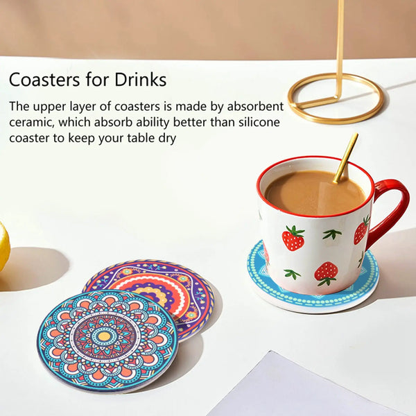 8 Absorbent Stone Coasters for Wooden Table