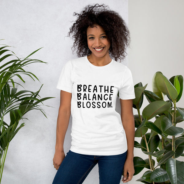 Breathe Balance Blossom Unisex t-shirt